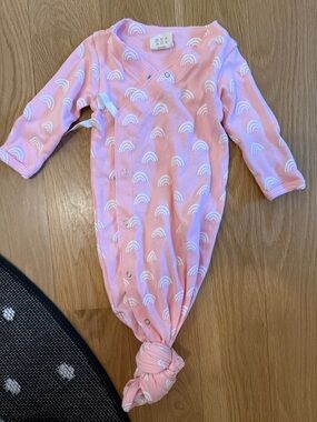 Pink Rainbow Knotted Baby One-Piece Footie